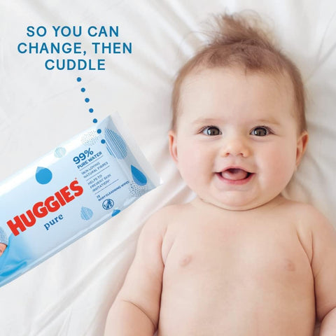 Huggies Pure Baby Wipes, 18 Packs x 56 (1008 Wipes Total), 99 Percent Pure Water Wipes - Fragrance Free for Gentle Cleaning and Protection - Natural Wet Wipes
