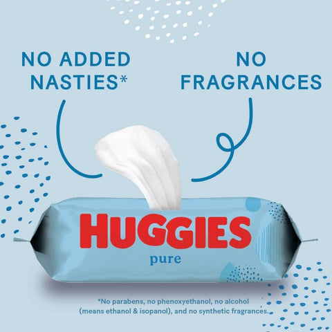 Huggies Pure Baby Wipes, 18 Packs x 56 (1008 Wipes Total), 99 Percent Pure Water Wipes - Fragrance Free for Gentle Cleaning and Protection - Natural Wet Wipes