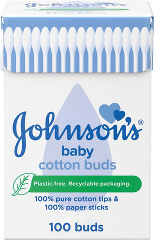 Johnson's Baby Cotton Buds, Naturally Absorbent with 100% Pure Cotton Tips & 100% Paper Sticks